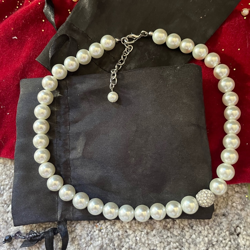 White House Black Market Pearl Necklace with Silver Clasp